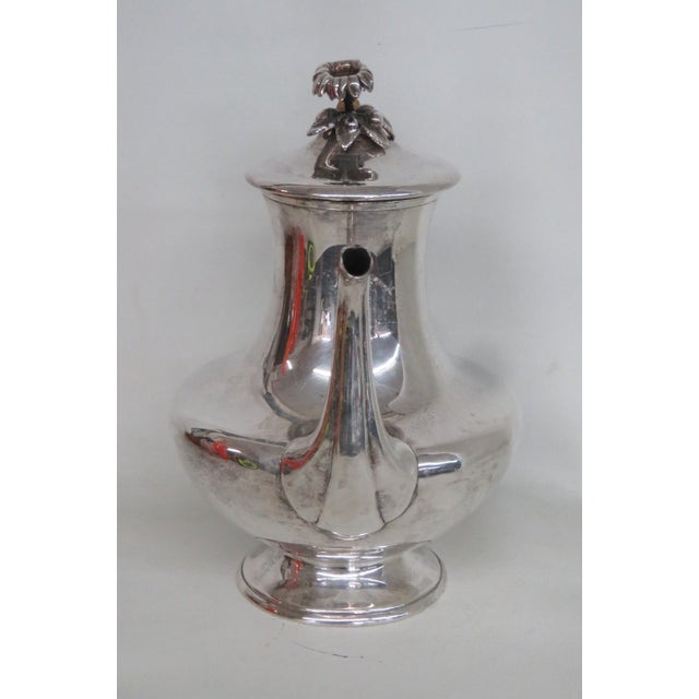 Early 20th Century Early 20th Century Silver Plated Swan Neck Tea Coffee Pot Tapered Baluster With Wood Handle For Sale - Image 5 of 16