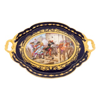 Antique French Valenciennes Tray in Porcelain by A. Moreaux, Late 19th Century For Sale