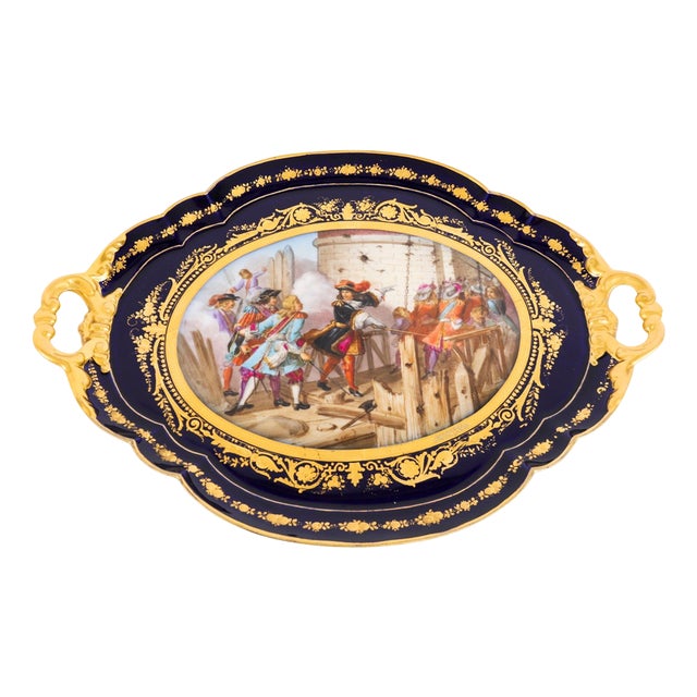Antique French Valenciennes Tray in Porcelain by A. Moreaux, Late 19th Century For Sale