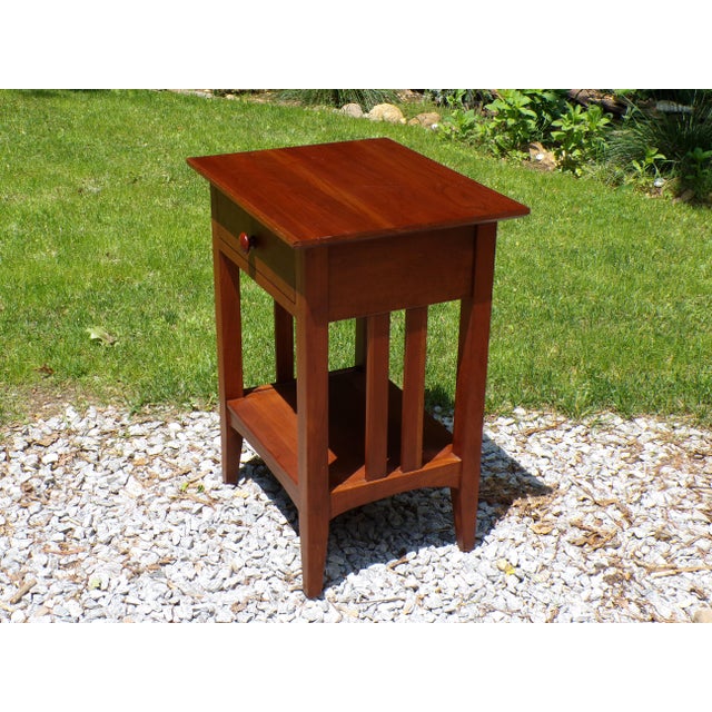 Arts & Crafts Vintage Ethan Allen American Impressions Cherry Nightstand End Table For Sale - Image 3 of 11