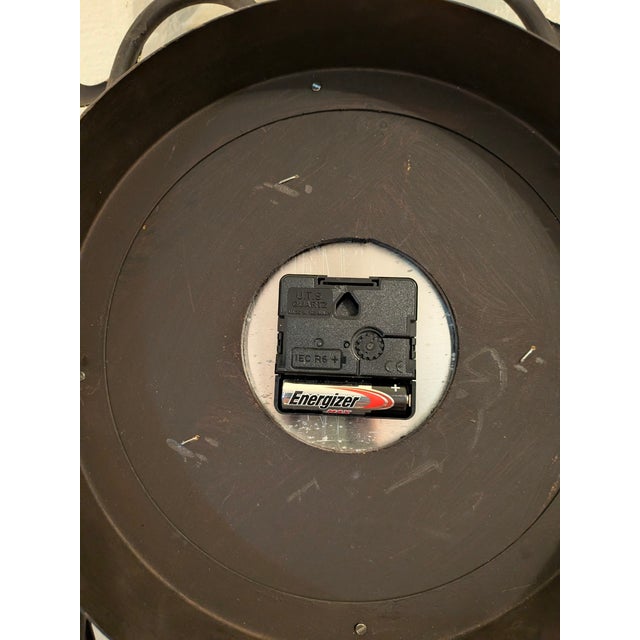 Black Vintage French Wrought Iron Gilt Tole Wall Clock For Sale - Image 8 of 8