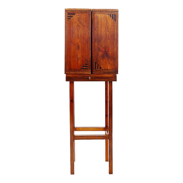 Wooden Bar Cabinet with Marquetry Details, 2010s For Sale