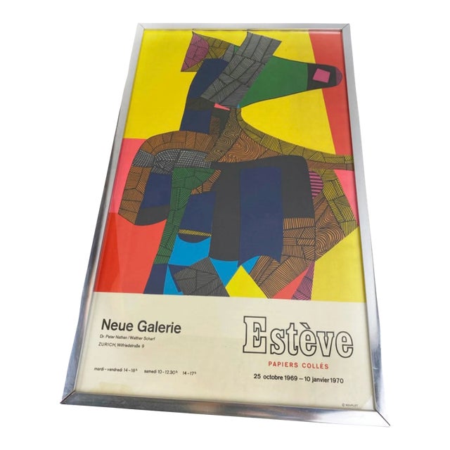 1969 Vintage Original Estève Neue Gallerie Modern Art Poster by Mourlot Studios For Sale