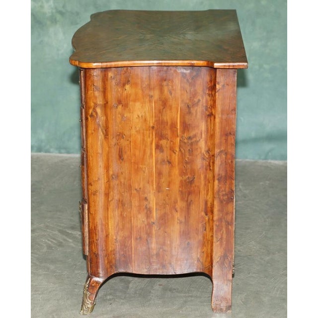 Wood Antique George III Ormolu Mounted Burr Yew Serpentine Commode, 1775 For Sale - Image 7 of 18