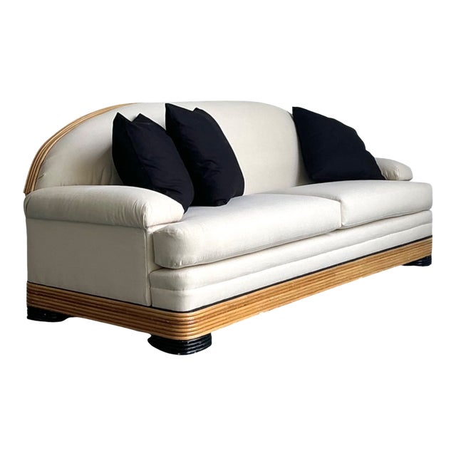 Vintage Stacked Reed Arched Sofa For Sale