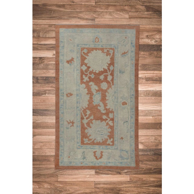 Red & Blue Handwoven Turkish Oushak Rug 2'9" X 4'7" For Sale In Houston - Image 6 of 6