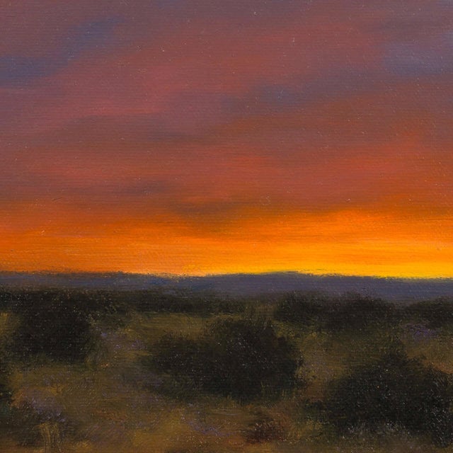 1990s Colorful Evening by Stephen Day | Oil on canvas mounted to gator foam depicting a sunset landscape. For Sale - Image 5 of 5