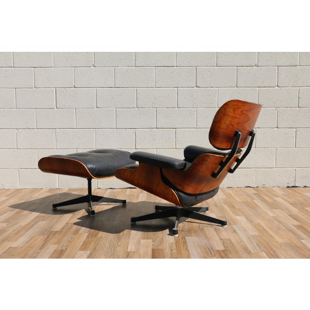 1960s 1960s Herman Miller Eames Lounge Chair & Ottoman in Brazilian Rosewood and Black Leather For Sale - Image 5 of 18