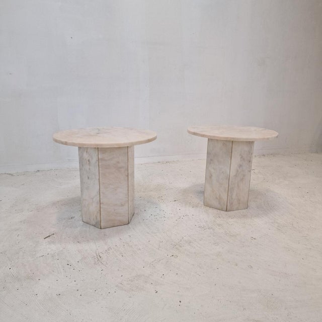 1980s Italian Marble Side Tables, 1980s, Set of 2 For Sale - Image 5 of 17