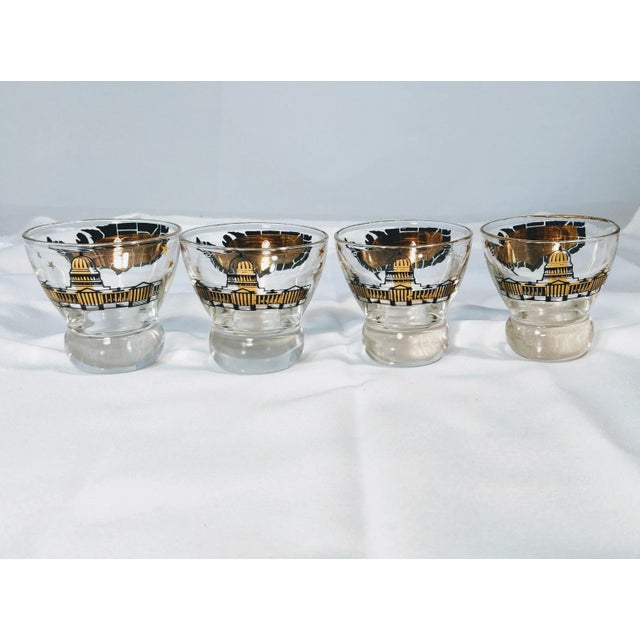 Mid 20th Century Vintage Barware Capital Map Lowball Glasses - Set of 4 For Sale - Image 5 of 8