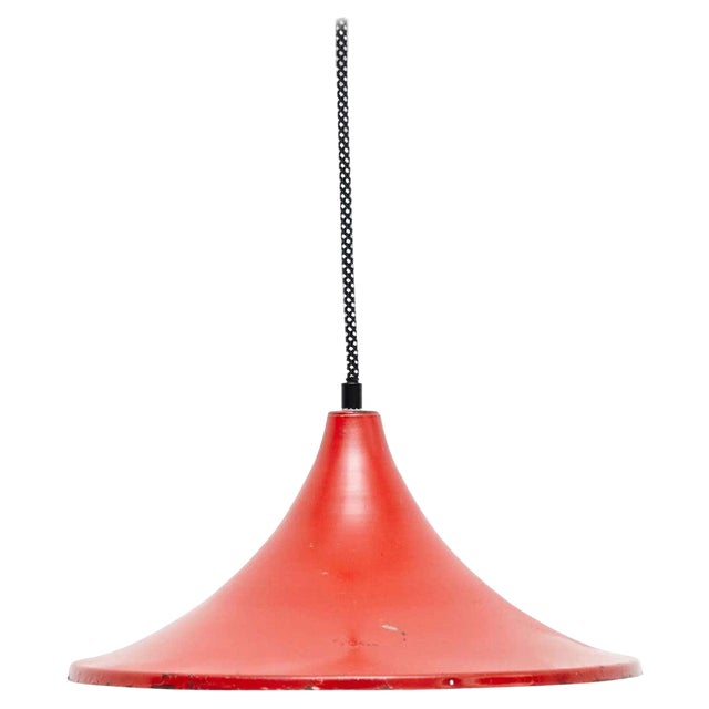 Early 20th Century Red Metal Ceiling Lamp For Sale