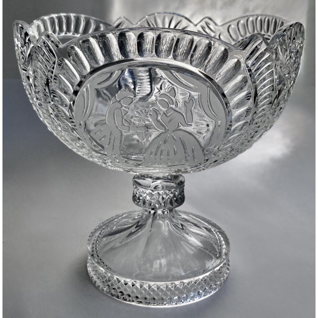 Early 20th Century "He Presenting Her Flowers" Crystal Pedestal Bowl For Sale - Image 18 of 18