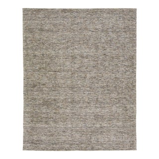 Modern Texture Handmade Wool Rug in Beige Color For Sale