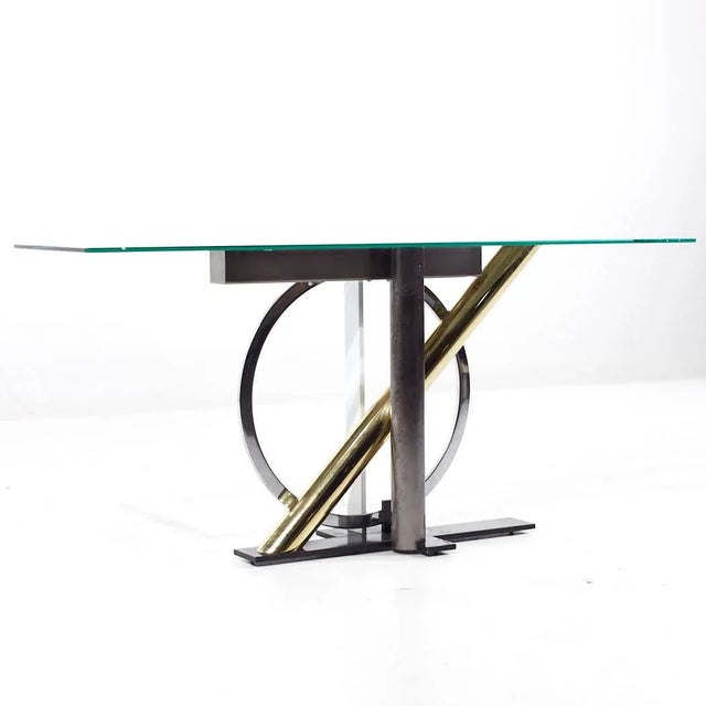 DIA - Design Institute America Kaizo Oto for Design Institute of America Postmodern Steel and Brass Console Table For Sale - Image 4 of 7