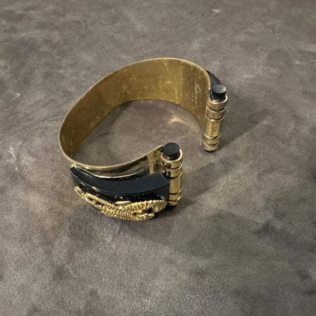 1930s 1930 Antique Jean Painlevé Art Deco Bakelite and Brass Seahorses French Bracelet For Sale - Image 5 of 14