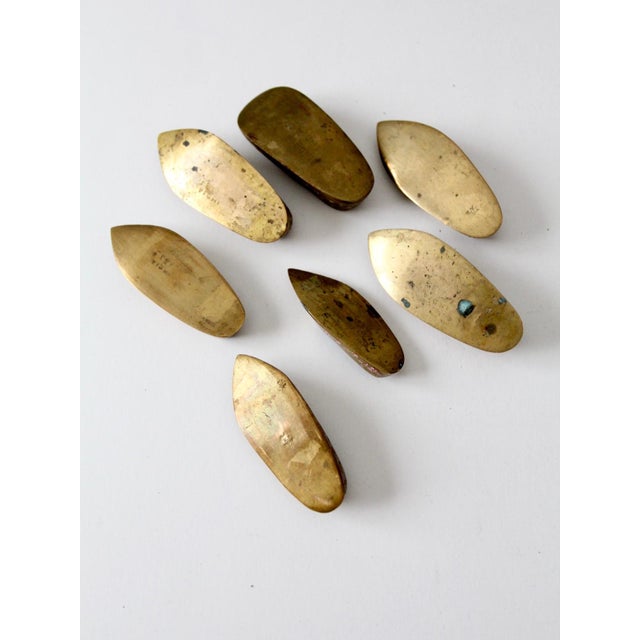 Mid-Century Brass Shoe Ashtrays Floral Engraved Collection of 7 For Sale - Image 6 of 14