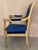 Pair of Louis XVI Style Giltwood Armchairs With Blue Klein Velvet For Sale - Image 4 of 13