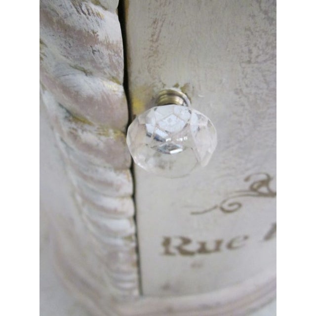 1970s Accent Bedside Table White Wash Wood Painted Flowers One Drawer One Door For Sale In Naples, FL - Image 6 of 10