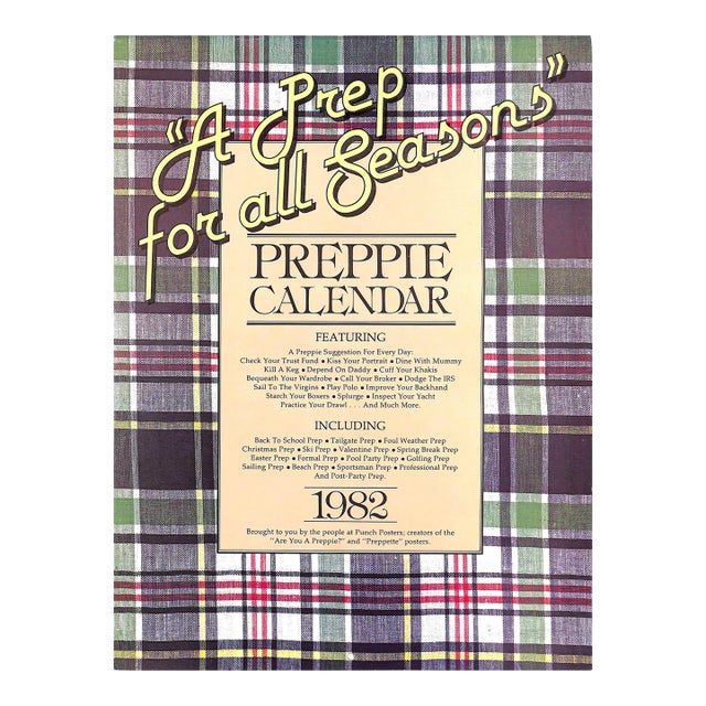 "Preppie Calendar a Prep for All Seasons" 1982 Shadyac, Tom [Created and Written By] For Sale