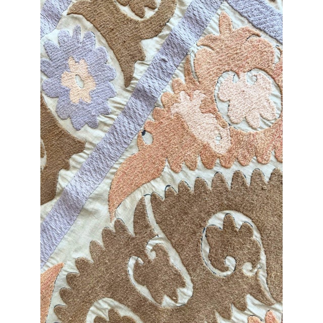 Asian Suzani Embroidered Wall Hanging, 4'5'' X 5' For Sale - Image 9 of 9