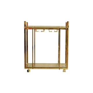 Milo Baughman Style Mid Century Brass Bar Cart For Sale