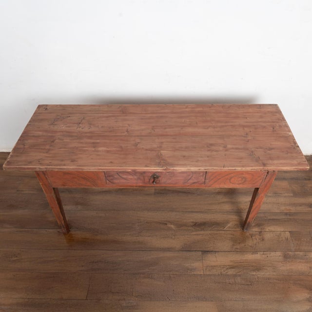 19th Century Original Red Painted Swedish Pine Farm Table Console For Sale - Image 14 of 15