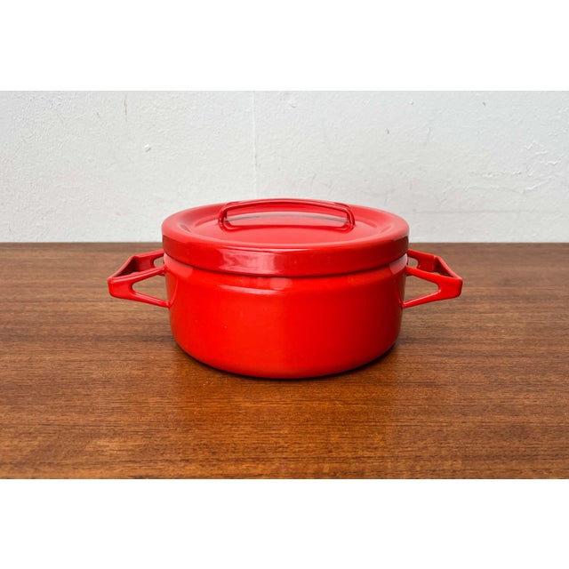 Mid-Century Modern Red Enamel Pot by Seppo Mallat for Finel, 1960s For Sale - Image 6 of 16