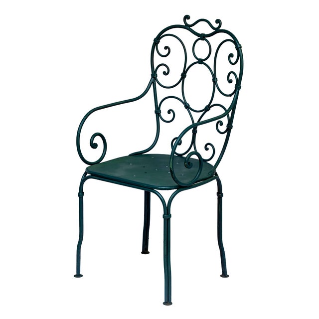 Early 20th Century Antique Garden Table & Chairs, Set of 5 in Dark Green Patio For Sale - Image 5 of 15