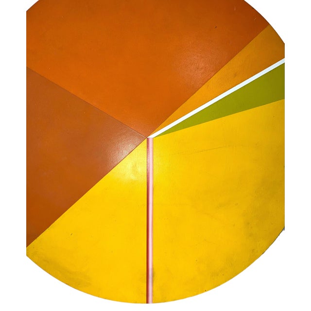 1970s Reuven Berman Kadim, Israeli Round Tondo Hard Edged Geometric Abstract Color Painting Reuven Berman, 1974 For Sale - Image 5 of 17