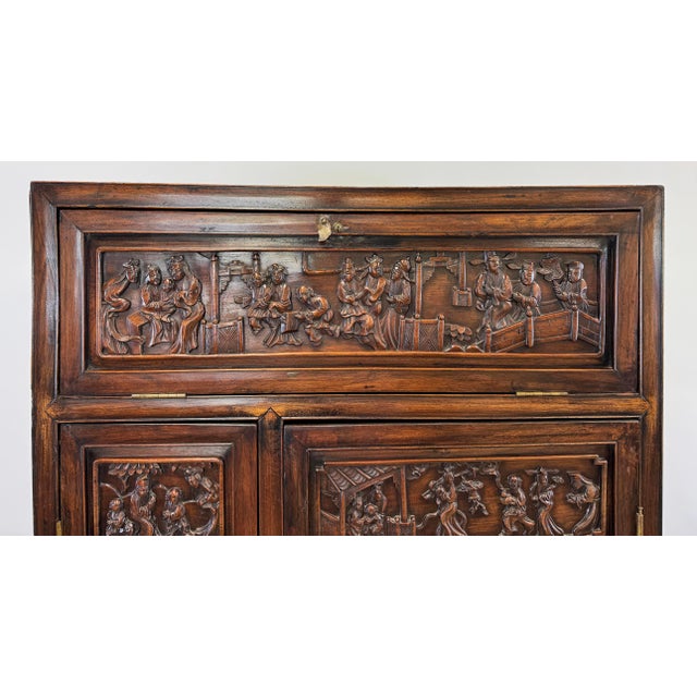 Vintage Early 20th C Asian Carved Rosewood Curio Cabinet For Sale - Image 4 of 12