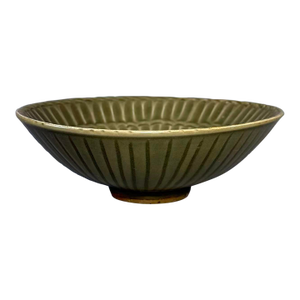 Longquan‑Style Celadon Ribbed Decorative Bowl