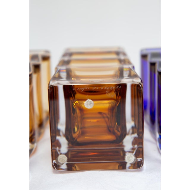 Swedish Glass Vases in Blue and Amber from Orrefors, Set of 4 For Sale - Image 12 of 17