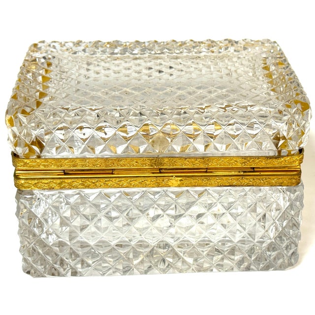 Late 19th C French Fire Gilt Ormolu Cut Glass Table Box, Attributed to Baccarat For Sale - Image 16 of 18