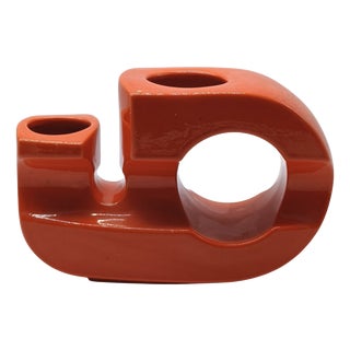 Sculptural Orange Ceramic Vase, Italy, 1970s For Sale