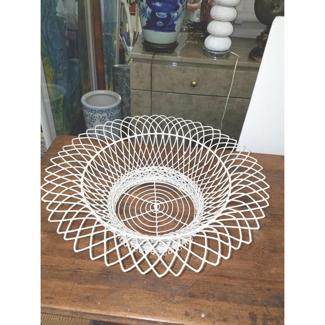 1950s Vintage Circular White Wireware Cachepot For Sale - Image 5 of 5
