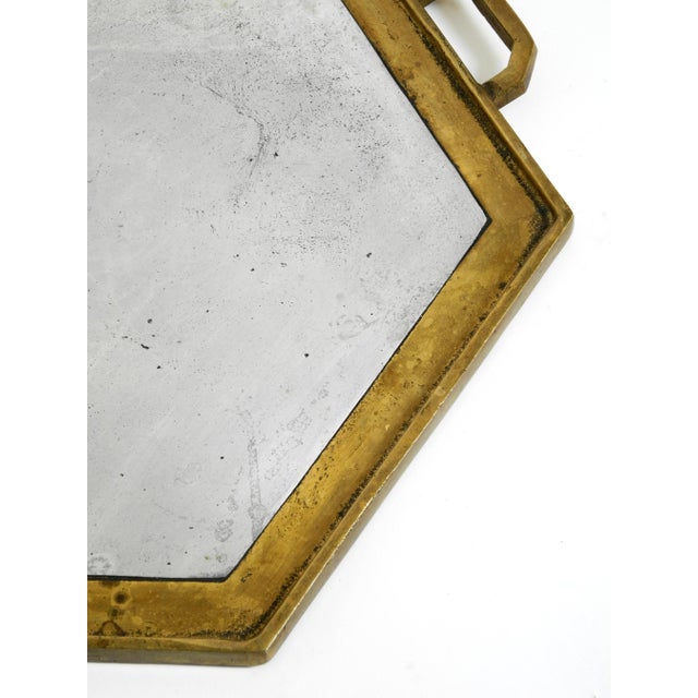 Gold Vintage Brutalist Serving Tray in Aluminum and Brass by David Marshall, 1970s For Sale - Image 8 of 18