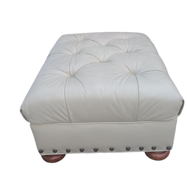 Beige Timeless American Style and Benchmade Craftsmanship of a Writer's Club Chair and Ottoman. For Sale - Image 8 of 12