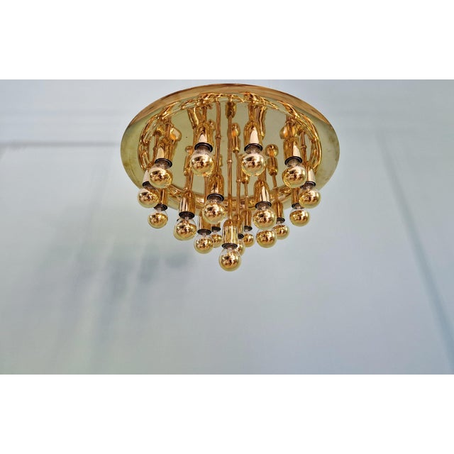 1970s Space Age Brass Sputnik Ceiling Light, 1970s For Sale - Image 5 of 14