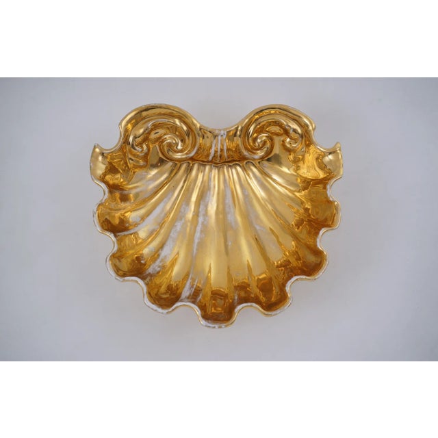 1800`s Antique Italian Majolica Bowl Gold Glazed Giant Shell by Fabbrica Ferniani Faenza For Sale - Image 6 of 13