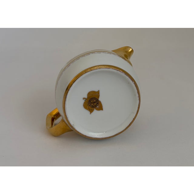 Antique Pickard Hand-Painted Gilt Greek Key Creamer and Sugar Set – 2 Pieces For Sale - Image 4 of 8