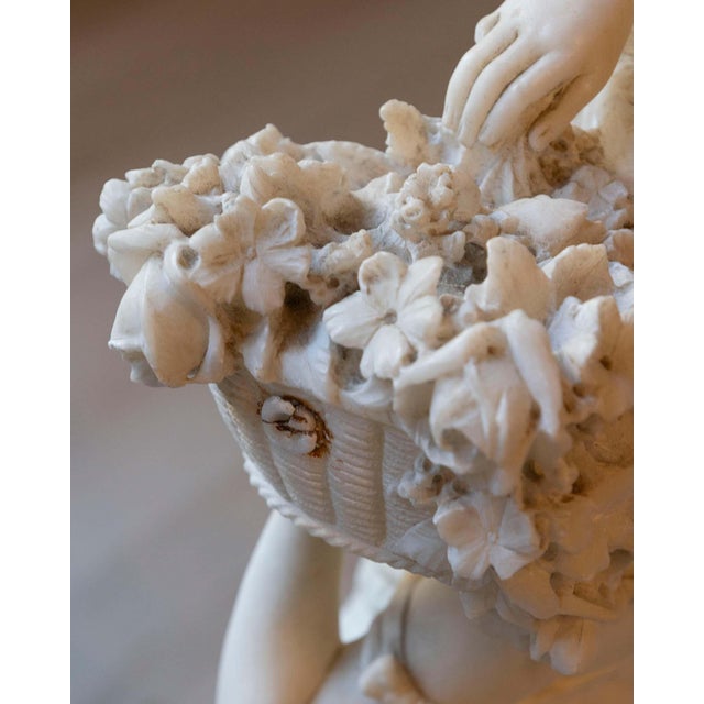 Realism Late 19th / Early 20th-Century Volterra Alabaster Figure of a Flower Girl For Sale - Image 3 of 18