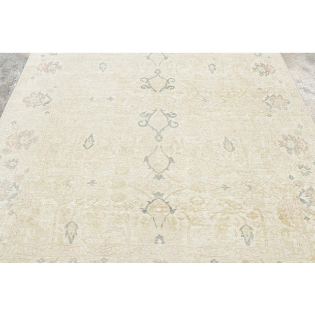 Contemporary Contemporary Block Print Floral Natural Silk Runner by Rug & Kilim, India For Sale - Image 3 of 9