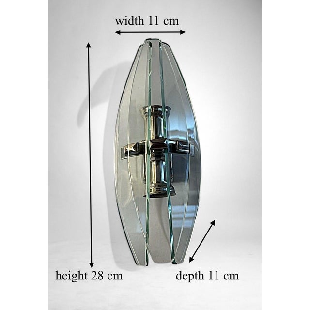 1970s Italian Pair of Wall Sconces Space Age Style Metal and Tempered Crystal For Sale - Image 18 of 18