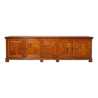 Large Wooden Sideboard with Panelled Doors For Sale