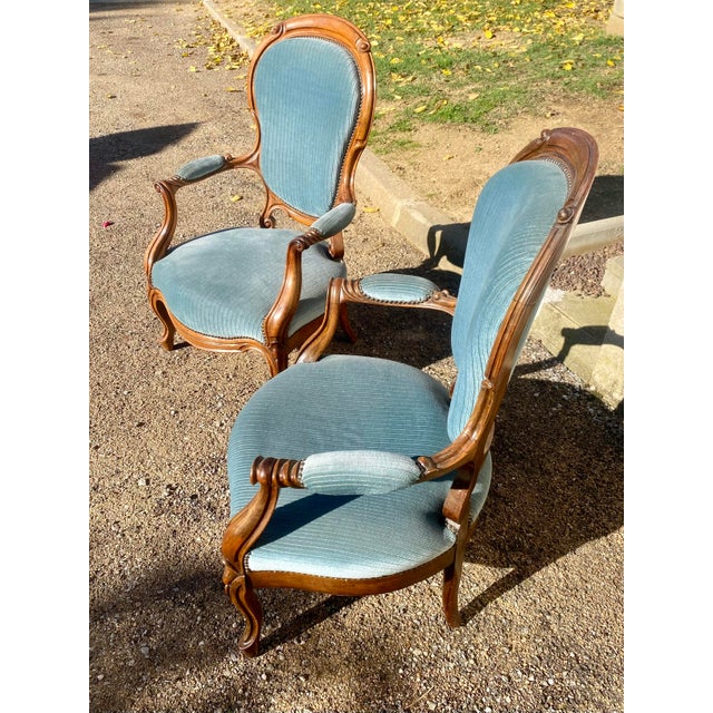 Napoleon III Mahogany Armchairs, 1890s, Set of 2 For Sale - Image 6 of 9