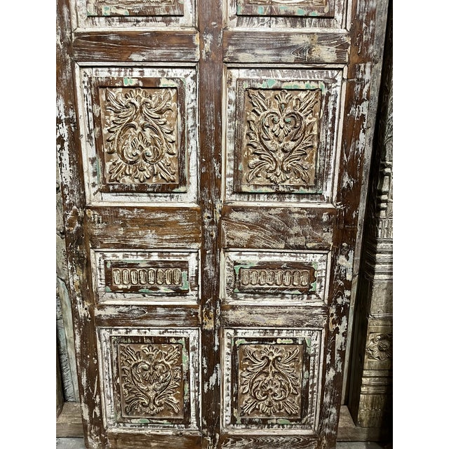 Wood Vintage Carved Barn Door | Rustic Distressed Statement Piece 80x35 For Sale - Image 7 of 10