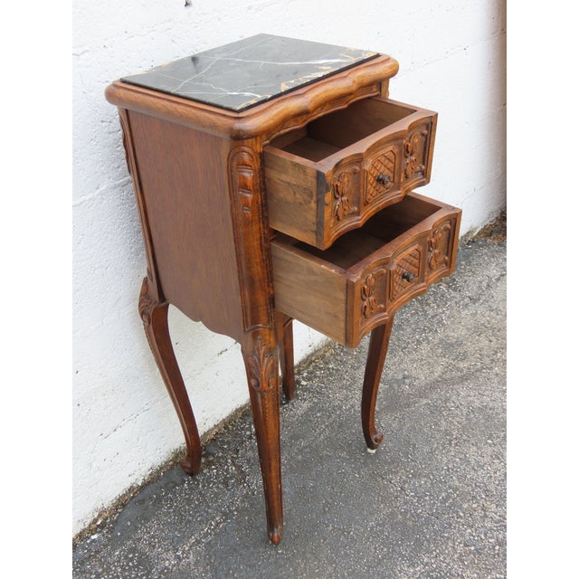 French Early 1900s Hand Carved Tall Narrow Nightstand End Table 6342 For Sale - Image 13 of 13