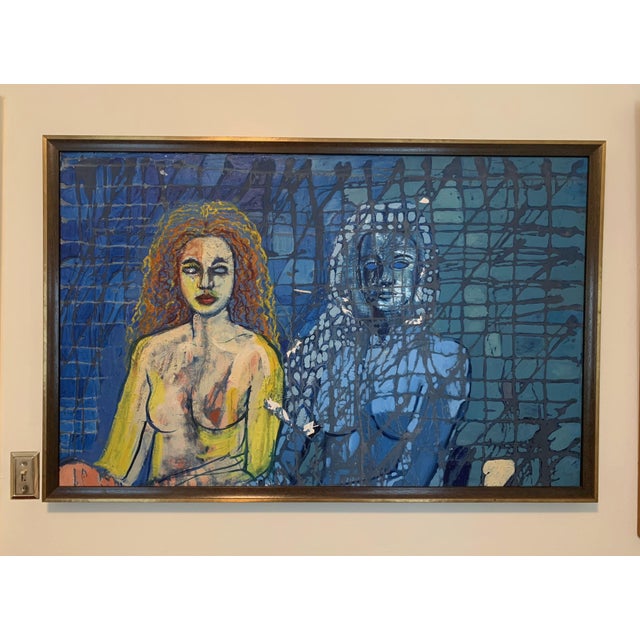 Mae Alice Engon (American 1933-2007) Two Nudes "Black & White Woman" (titled on a back label) Oil on Canvas, signature not...