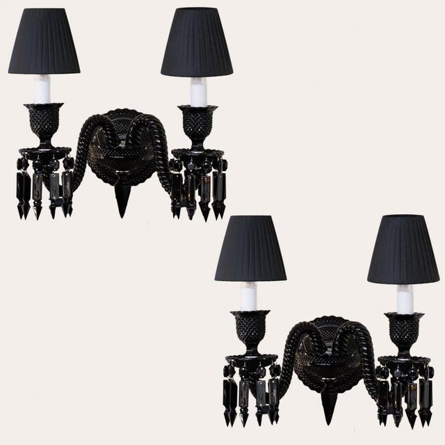Black Wall Lamps from Baccarat, 1990, Set of 2 For Sale - Image 4 of 9