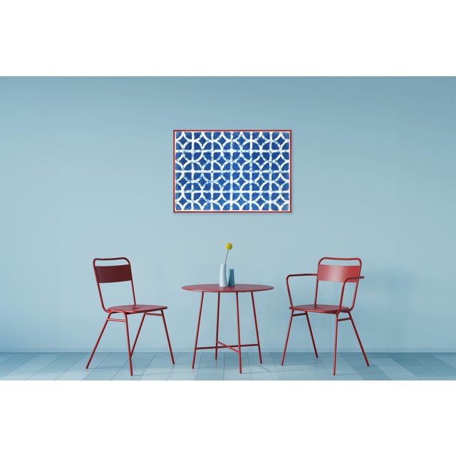 2020s 2026, Tropical Art Deco, Miami Breezeblocks, Handmade Cyanotype Monotype in Blue Tones, Unique Piece For Sale - Image 5 of 7